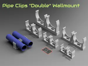 Pipe clip - DOUBLE - Ø 16 / 20 / 25 / 32 / 40mm   