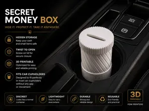 Car Cup Holder Coin & Cash Organizer