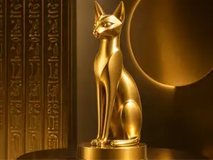 Golden Bastet Cat Statue – Egyptian Cat Decor