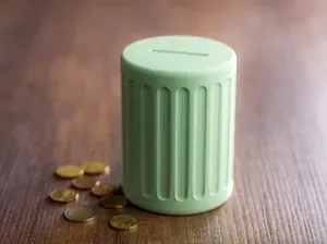 Round money bank.