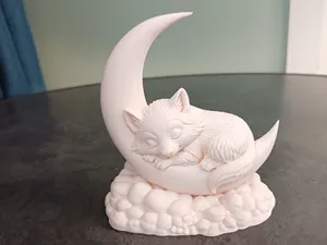 Sleeping Baby Wolf on Crescent Moon