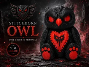 Stitchborn Owl – Dark Plush Guardian
