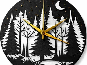 Clock with a forest motif