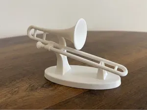 Trombone on Display Stand - Brass Instrument