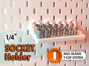 1/4 socket holder, 16 spots (SKADIS t-clip system)