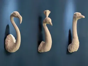 3D Wall-Art Birds: Flamingo Peacock Ostrich