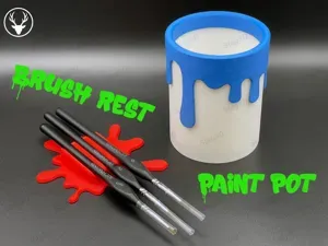 Paint drip water pot and brush rest set