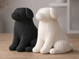 Japandi Ribbed Dog – Minimalist Home Decor