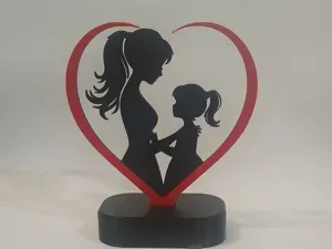 Mother & Daughter Silhouette Heart Día de la Madre