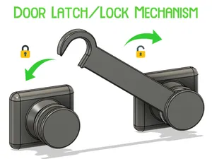 Door Latch Lock Mechanism -Adhesive Strip Mounting