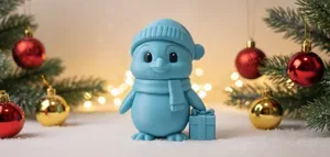Penguin with Hat, Scarf, and Gift Christmas Figure