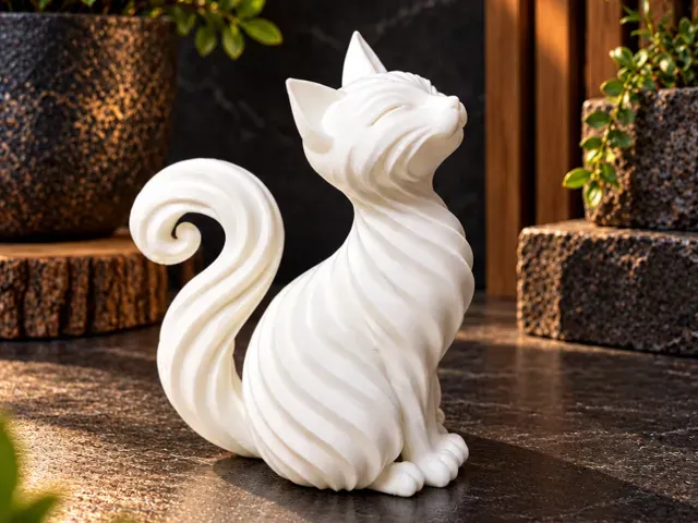 Elegant Spiral Cat – Modern Cat Sculpture