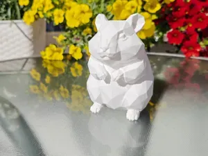 Geometric Low Poly Hamster Figurine
