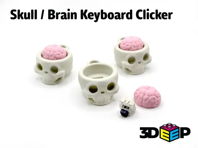 Skull / Brain Keyboard Clicker & Keychain No Suppo