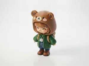 Cute Baby Bear Hoodie Figurine Chibi 3D Printable