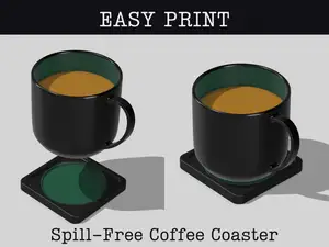 Minimalist Spill-Free Coffee Coaster (Easy print)