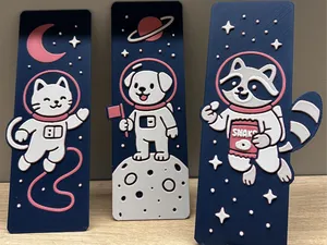 Space animals - bookmark, shelf, wall art decor