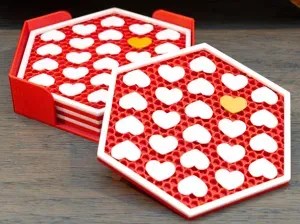 Hexagon Heart Coaster Set