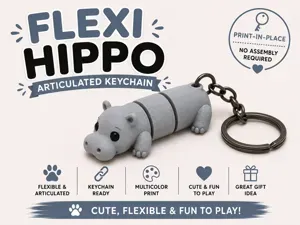Cute Flexi Hippo Keychain | Articulated Toy