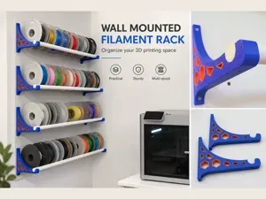 Filament spool wall shelf - Curtain rod brackets