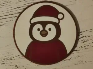 Christmas Coaster – Penguin with Santa Hat