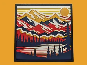 Autumn Sun Sets Over the Mountains