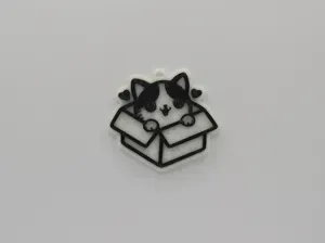 Cute Cat In a Box Keychain