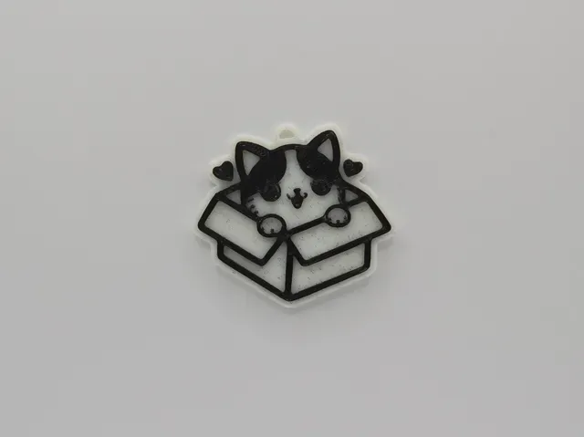 Cute Cat In a Box Keychain