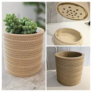 Belt Weave Planter With Hidden Drip Tray