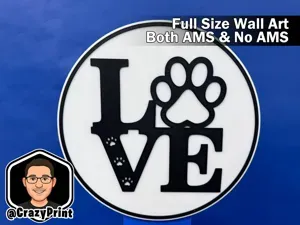 Pet Lover Fun Paws Love Sign / Wall Art - No AMS