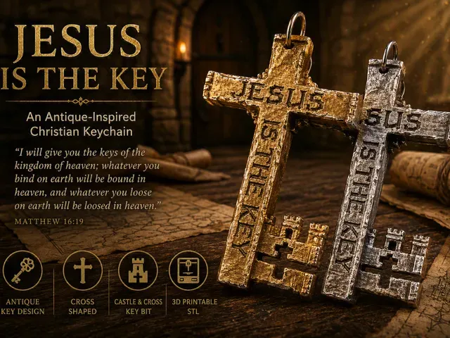JESUS IS THE KEY – Antique-Inspired Cross Keychain