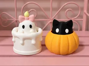 Cute Halloween Ghost & Pumpkin Cat Fidget Clickers