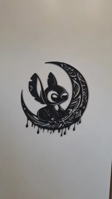 Stitch on the Moon – Tribal Crescent Silhouette — Image 4 of 4