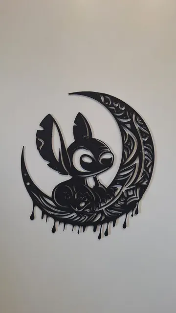 Stitch on the Moon – Tribal Crescent Silhouette — Image 2 of 4