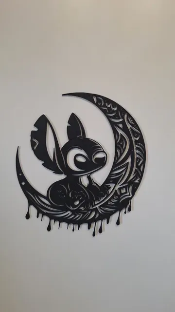Stitch on the Moon – Tribal Crescent Silhouette — Image 3 of 4