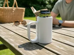 Insulating can cooler with three air chambers