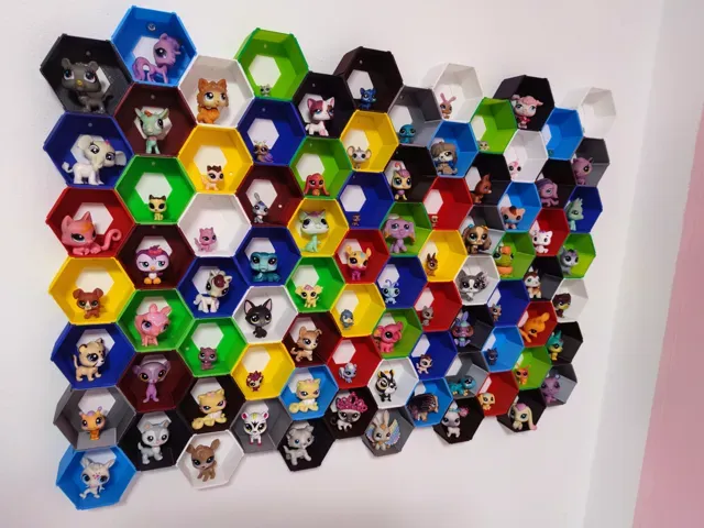 Hexagon stackable wall LPS holder. shelf
