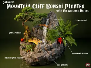 Mountain Bonsai Planter-Live Incense & Waterfall