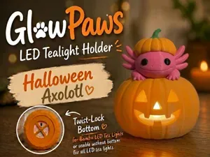 Axolotl GlowPaws Tealight Holder Pumpkin