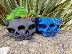 Horned Twin Skull Planter