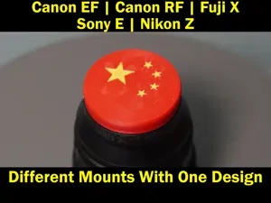 SonyE NikonZ FujiX Canon EF RF Lens Cap-China Flag