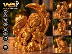 Sleeping Angel on the Crescent Moon