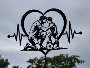 Father and Son Soccer Heartbeat Wall Art Decor