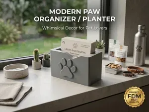 Paw Print Business Card Holder Desk Organizer