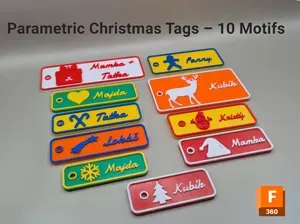 Parametric Tag – 10 Christmas Motifs (Fusion 360)