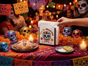 Interchangeable Napkin Holder - Day of the Dead