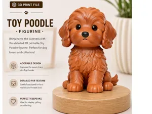 Toy Poodle Brown Cream Figurine Puppy Dog