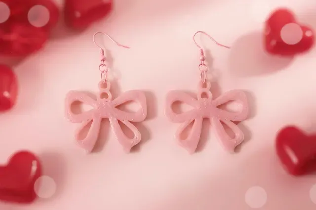 Pink Bow Earrings - Cute 3D Printed Kawaii Jewelry — Фото 5 из 7