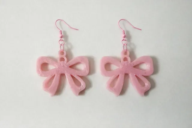 Pink Bow Earrings - Cute 3D Printed Kawaii Jewelry — Фото 4 из 7