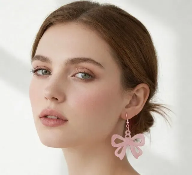 Pink Bow Earrings - Cute 3D Printed Kawaii Jewelry — Фото 7 из 7